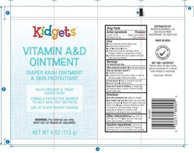 Kidget Vitamin AD Ointment 4 oz.jpg label - Kidget Vitamin AD Ointment 4 oz